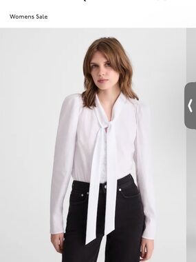 Madewell White Tie-Neck Blouse